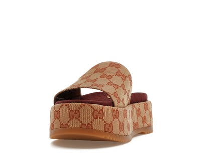 Gucci GG Supreme Platform Sandal Dark Red (Women's) - VOSneakers