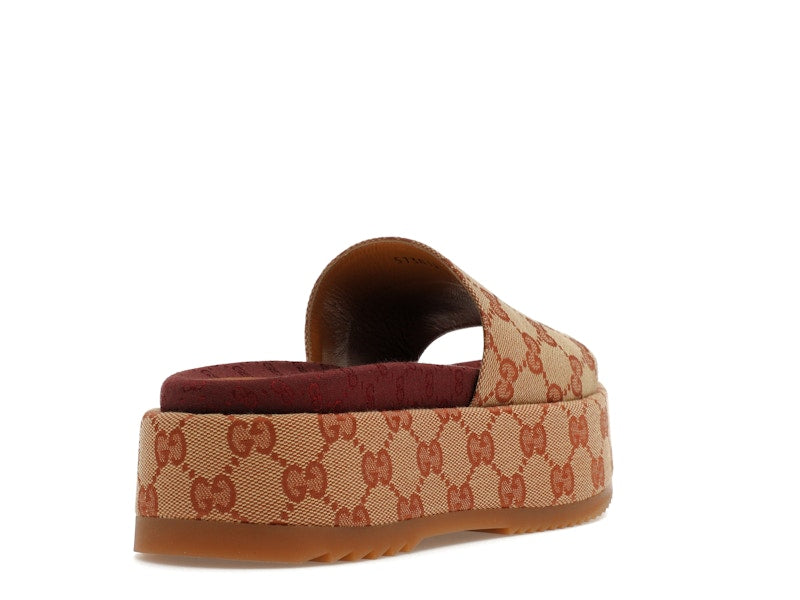 Gucci GG Supreme Platform Sandal Dark Red (Women's) - VOSneakers
