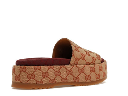 Gucci GG Supreme Platform Sandal Dark Red (Women's) - VOSneakers